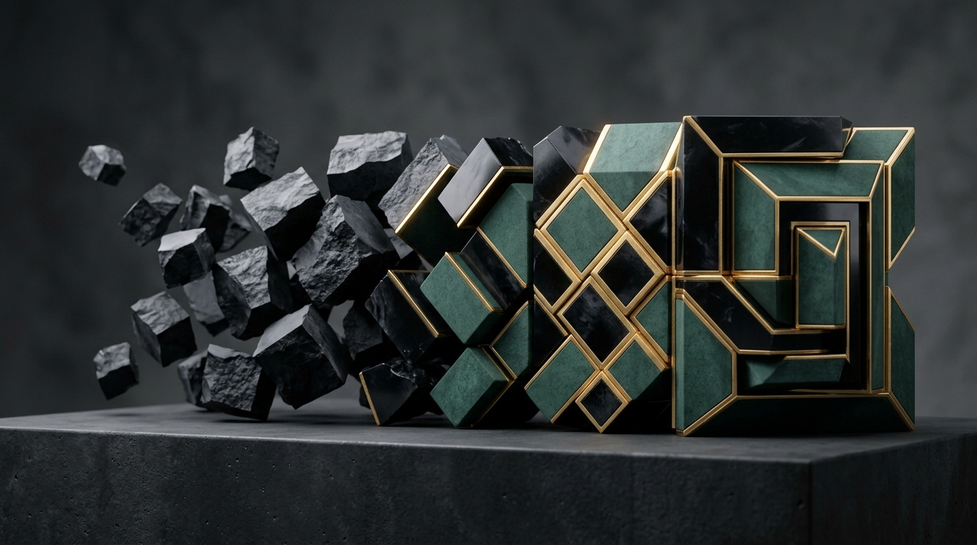 Architectural framework demonstrating the transition from fragmented components to connected digital systems